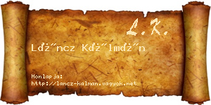 Láncz Kálmán névjegykártya